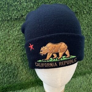 California Republic Bear Unisex Black Beanie One size
